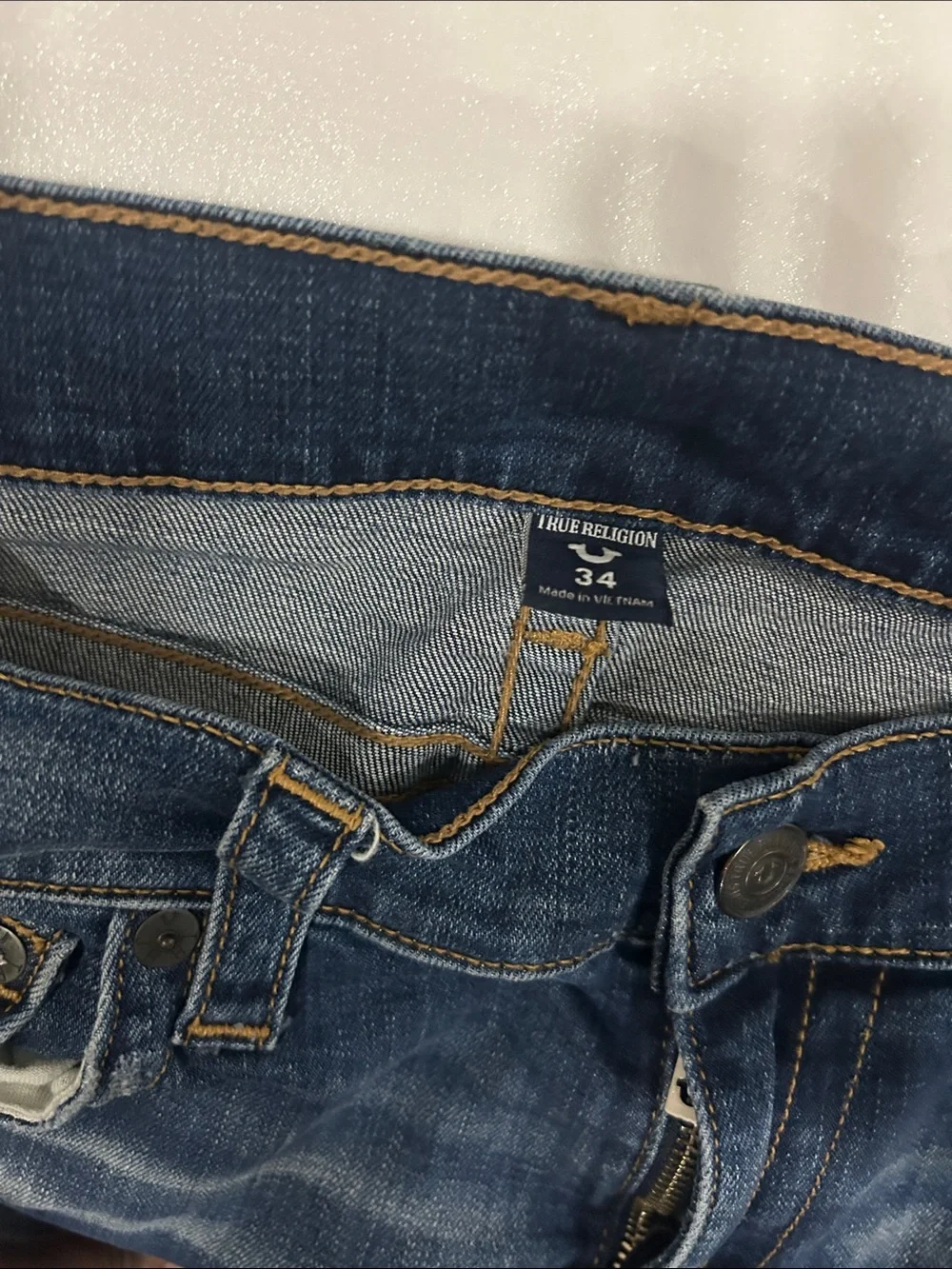 Classic true religion blue denim Jeans relaxed straight fit size 34